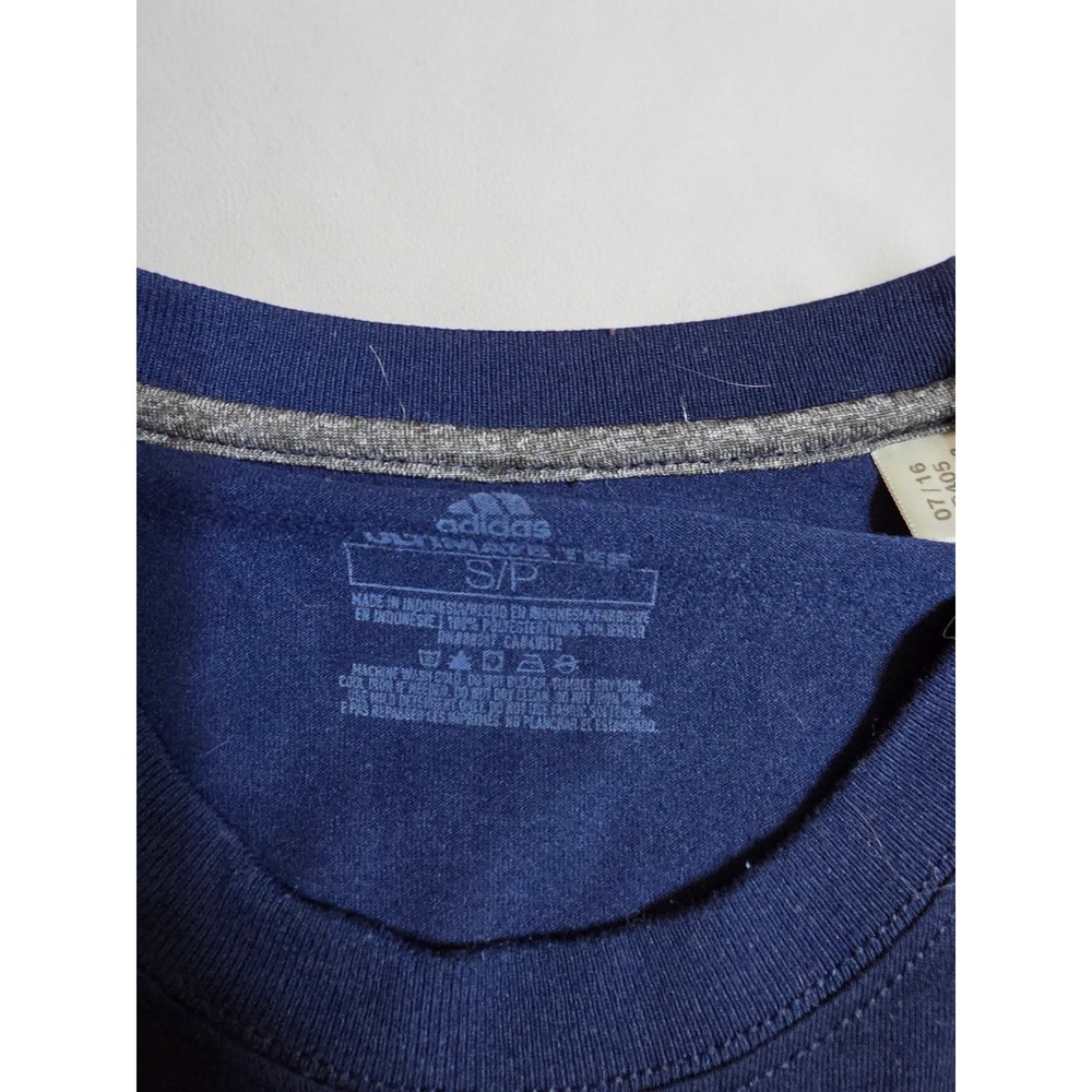 Adidas Ultimate Tee Mens Small Navy Blue White Graphic Logo Short Sleeve Shirt